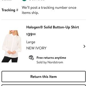 NWT Halogen Button-Up Shirt